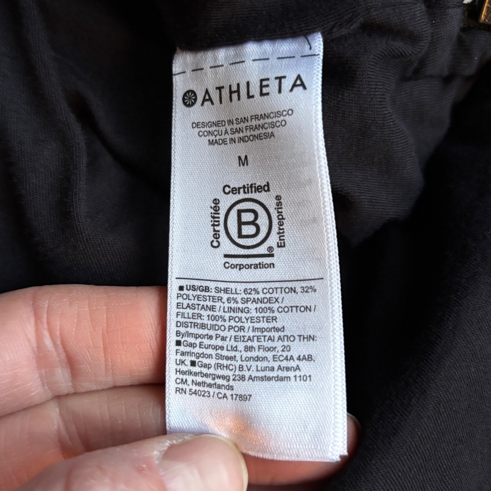 Athleta Retroplush Bomber Jacket Coat Black Pockets Zippers sz M style 464625 - Picture 13 of 16